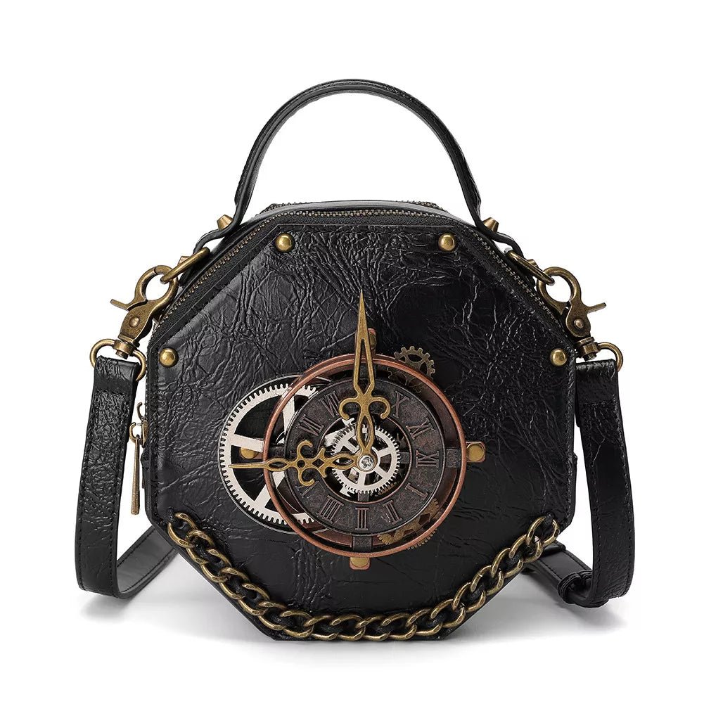 Black Steampunk Clockwork Crossbody Bag - 