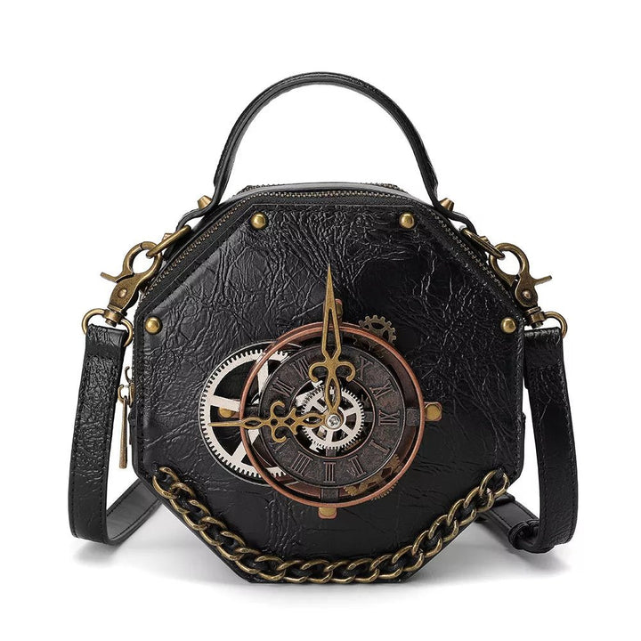 Black Steampunk Clockwork Crossbody Bag - 