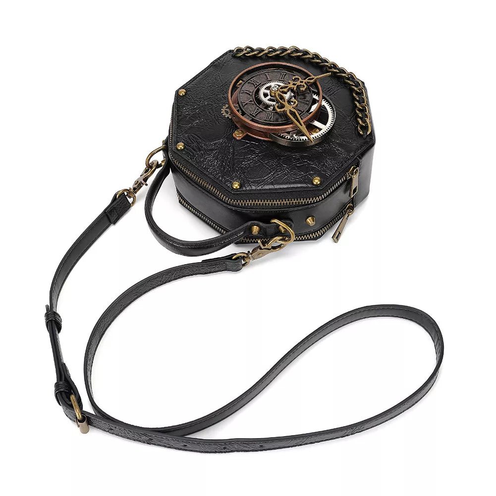 Black Steampunk Clockwork Crossbody Bag - 