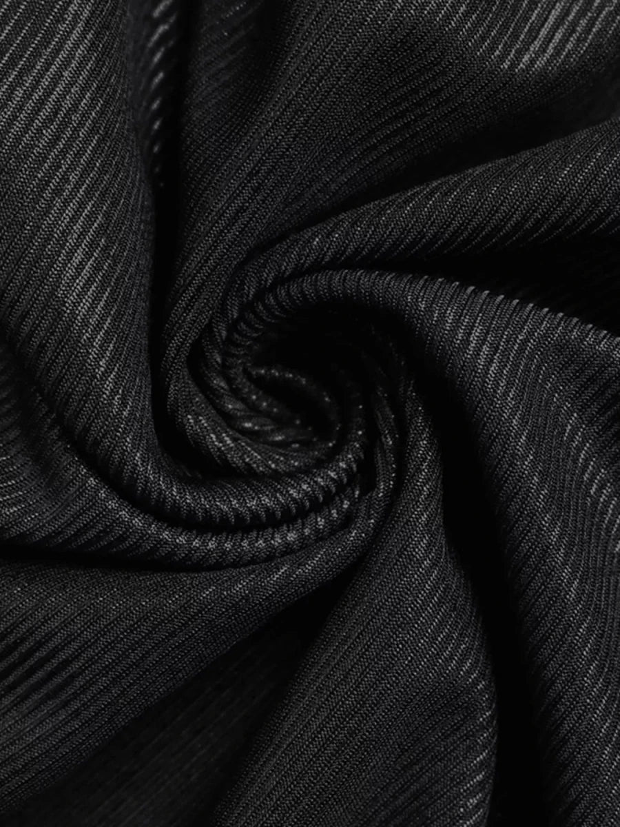 Black Surplice Long Sleeve Midi Dress - 