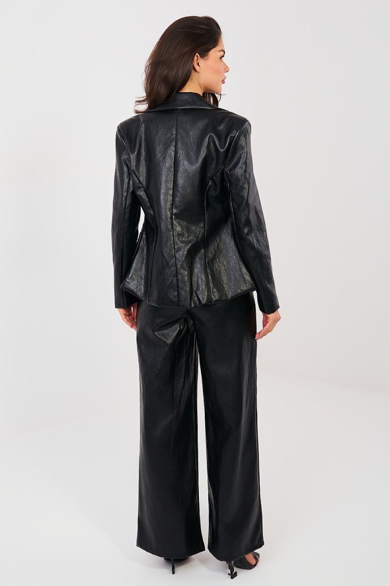 Black Wide Leg Eco Leather Pants - 