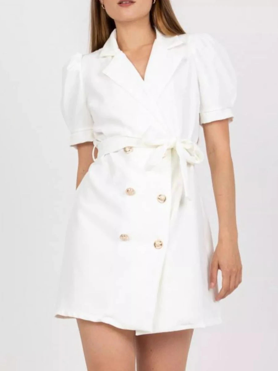 Blazer Style Tie Waist Mini Dress - 