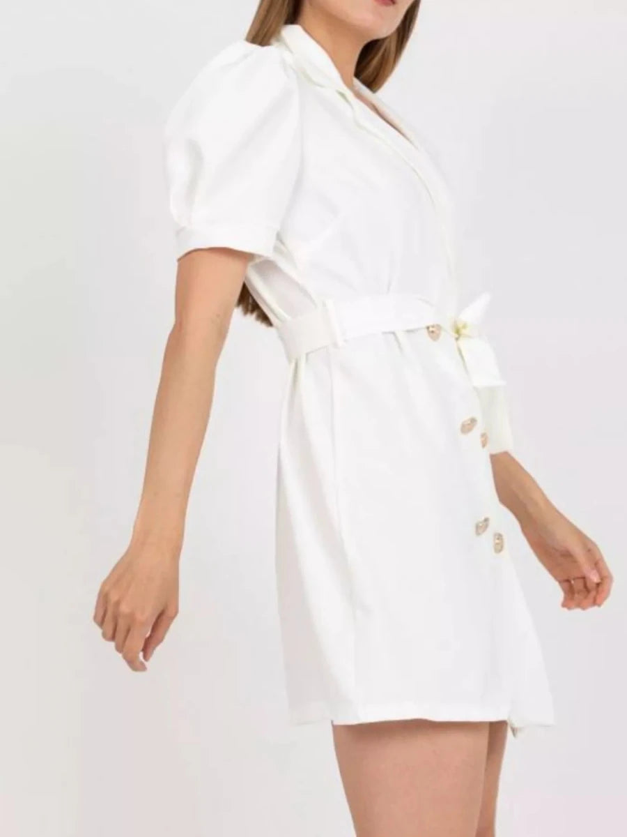 Blazer Style Tie Waist Mini Dress - 