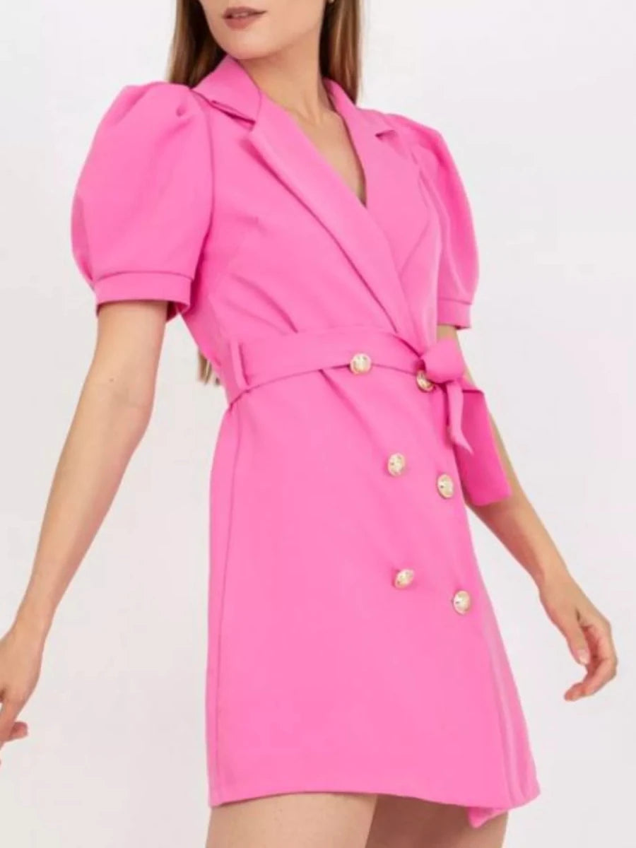Blazer Style Tie Waist Mini Dress - 