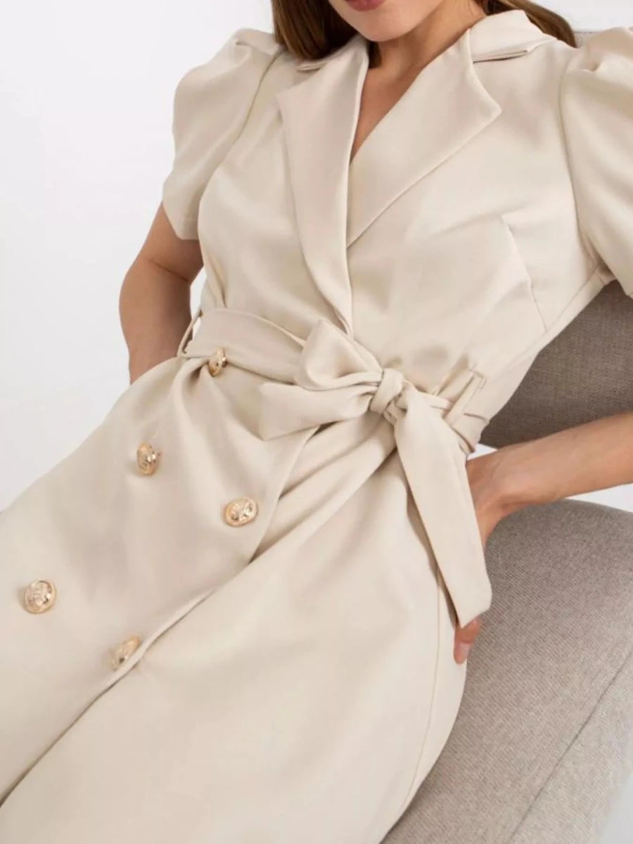 Blazer Style Tie Waist Mini Dress - 