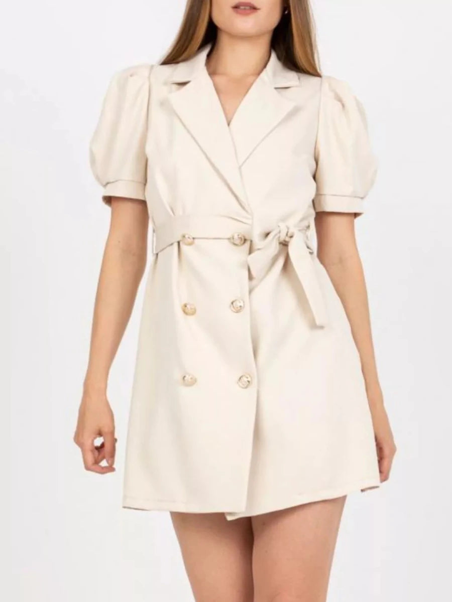 Blazer Style Tie Waist Mini Dress - 