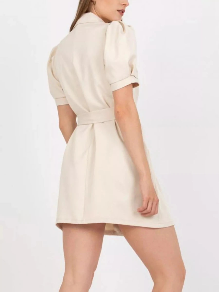 Blazer Style Tie Waist Mini Dress - 