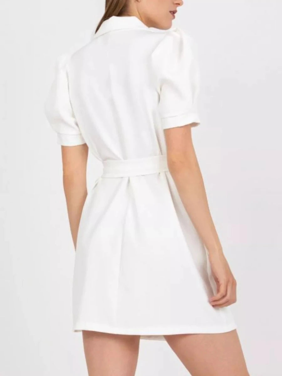 Blazer Style Tie Waist Mini Dress - 