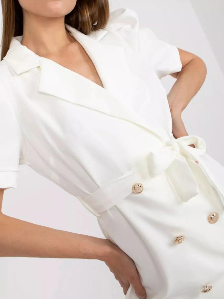Blazer Style Tie Waist Mini Dress - 