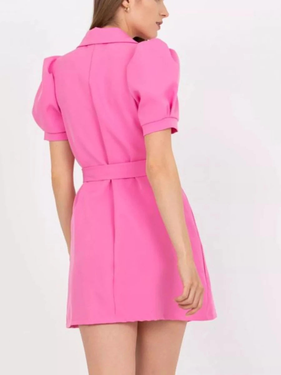 Blazer Style Tie Waist Mini Dress - 