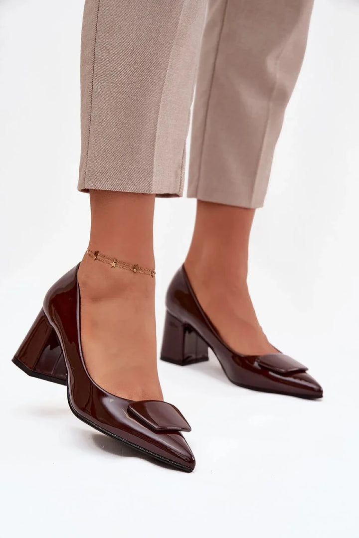 Block Heel Pumps with Pointed Toe - Block heel pumps