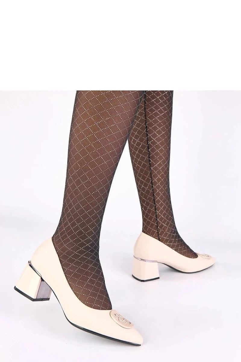 Block Heel Pumps with Zircons - Block heel pumps