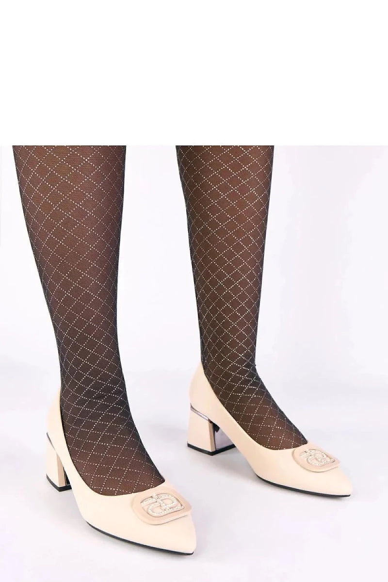 Block Heel Pumps with Zircons - Block heel pumps
