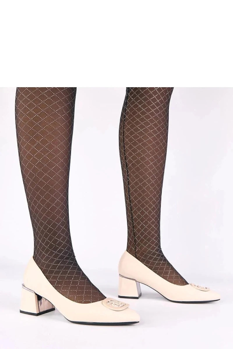 Block Heel Pumps with Zircons - Block heel pumps