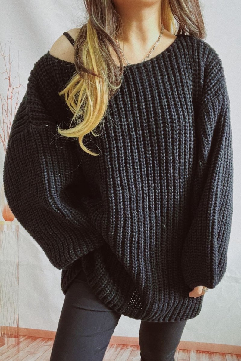 Boat Neck Dropped Shoulder Mini Sweater Dress - Sweater Dress