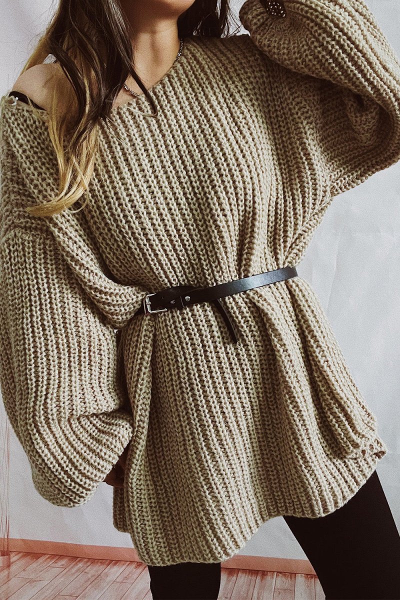Boat Neck Dropped Shoulder Mini Sweater Dress - Sweater Dress