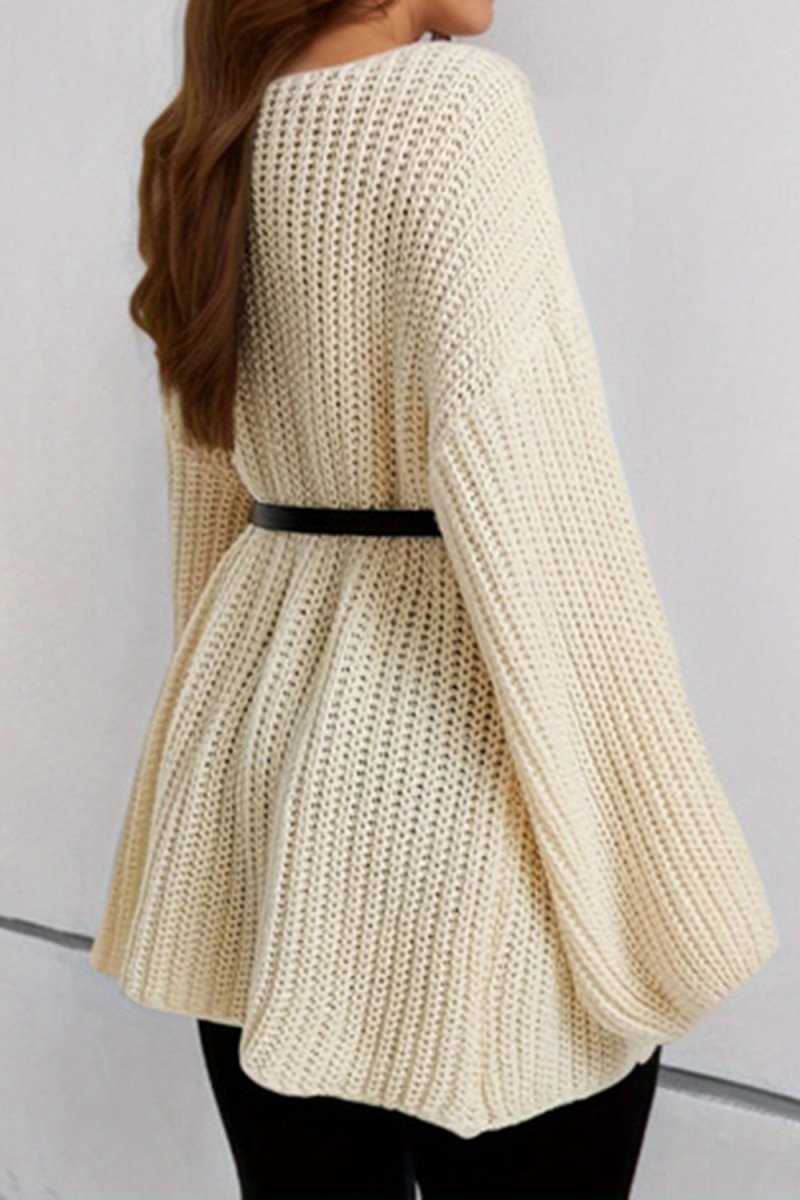 Boat Neck Dropped Shoulder Mini Sweater Dress - Sweater Dress
