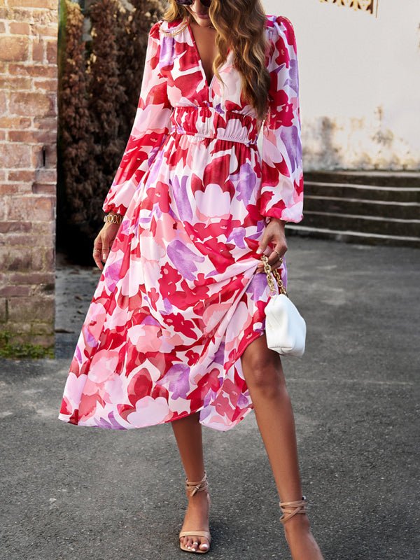 Bohemian resort casual printed long skirt - Casual Dress