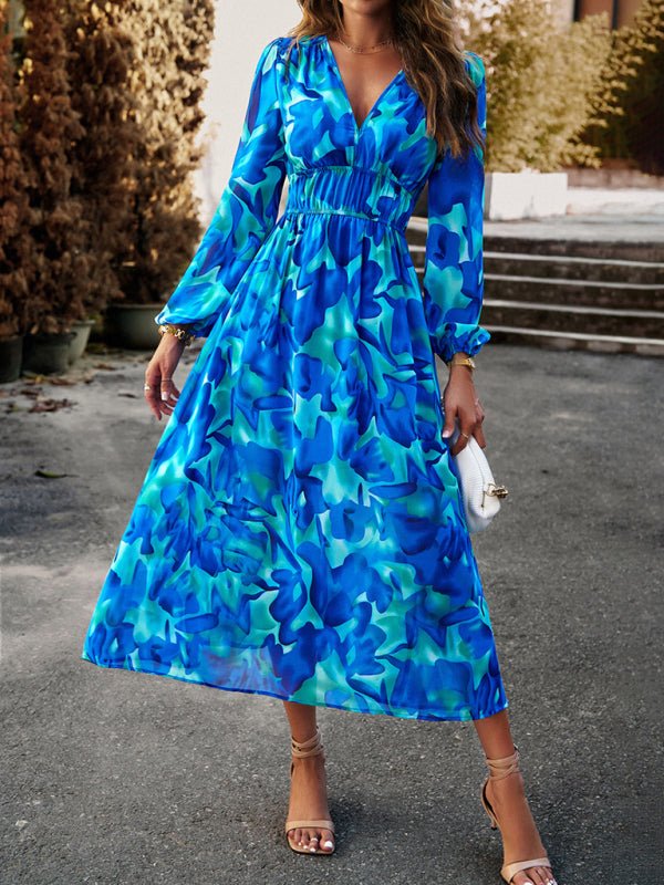 Bohemian resort casual printed long skirt - Casual Dress
