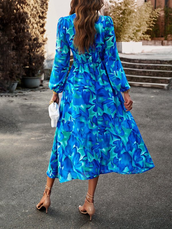 Bohemian resort casual printed long skirt - Casual Dress