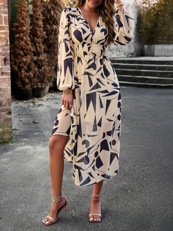 Bohemian resort casual printed long skirt - Casual Dress