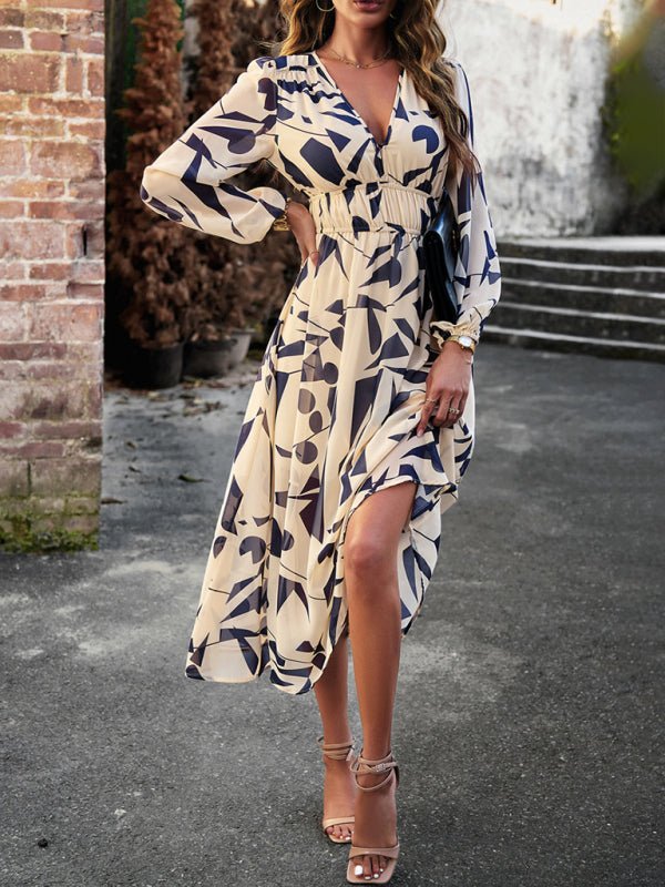 Bohemian resort casual printed long skirt - Casual Dress