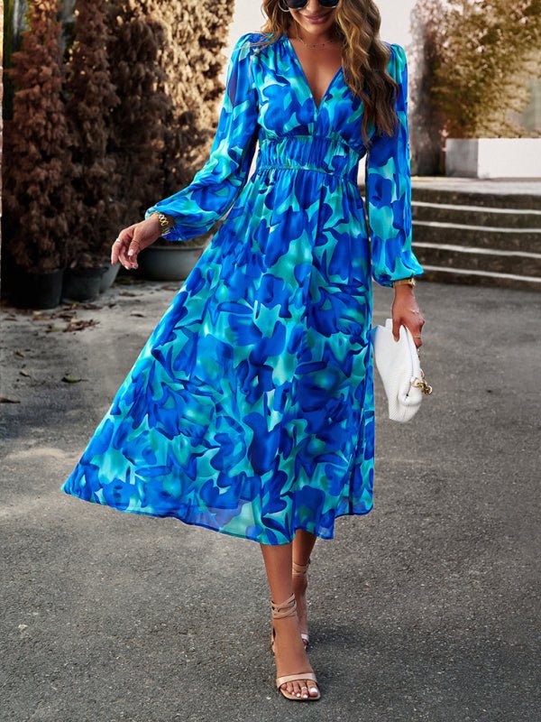 Bohemian resort casual printed long skirt - Casual Dress