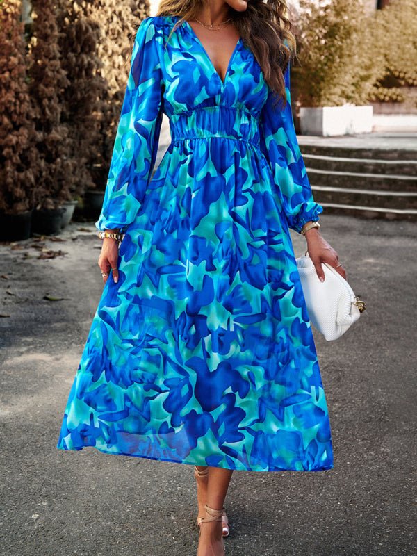 Bohemian resort casual printed long skirt - Casual Dress