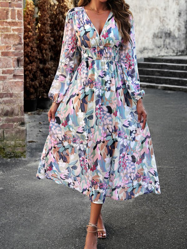 Bohemian resort casual printed long skirt - Casual Dress