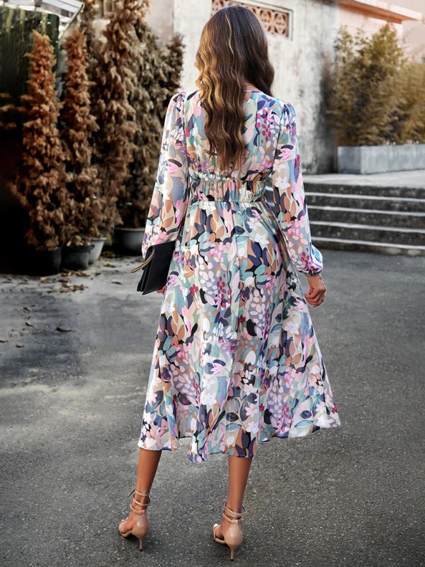 Bohemian resort casual printed long skirt - Casual Dress