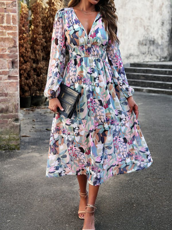 Bohemian resort casual printed long skirt - Casual Dress
