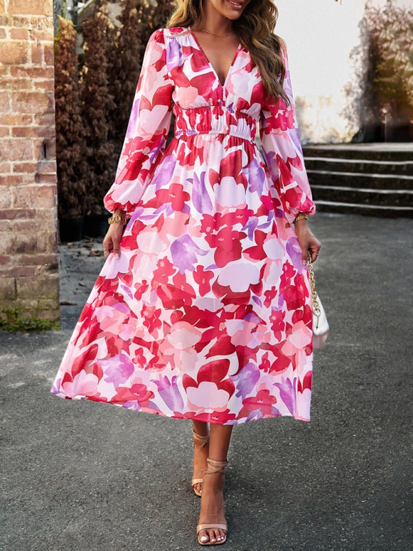 Bohemian resort casual printed long skirt - Casual Dress