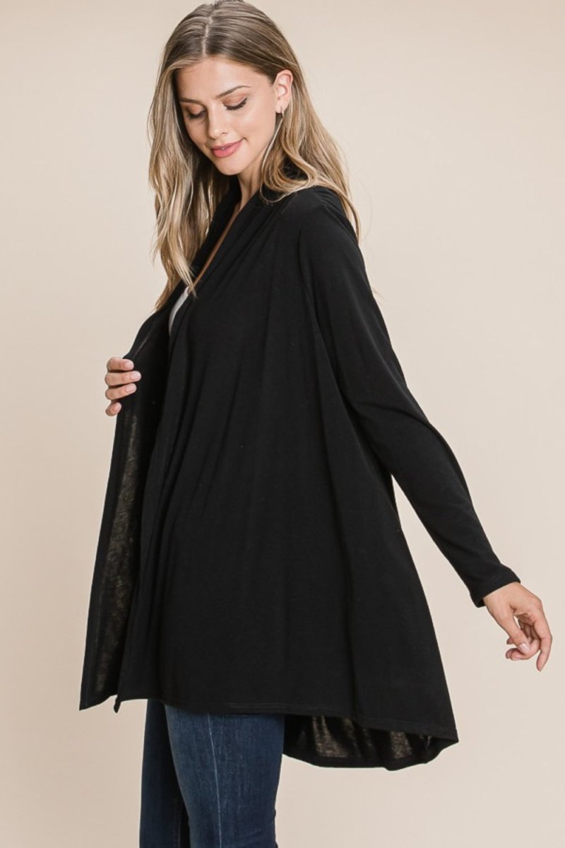 BOMBOM Open Front Long Sleeve Cardigan - Outerwear