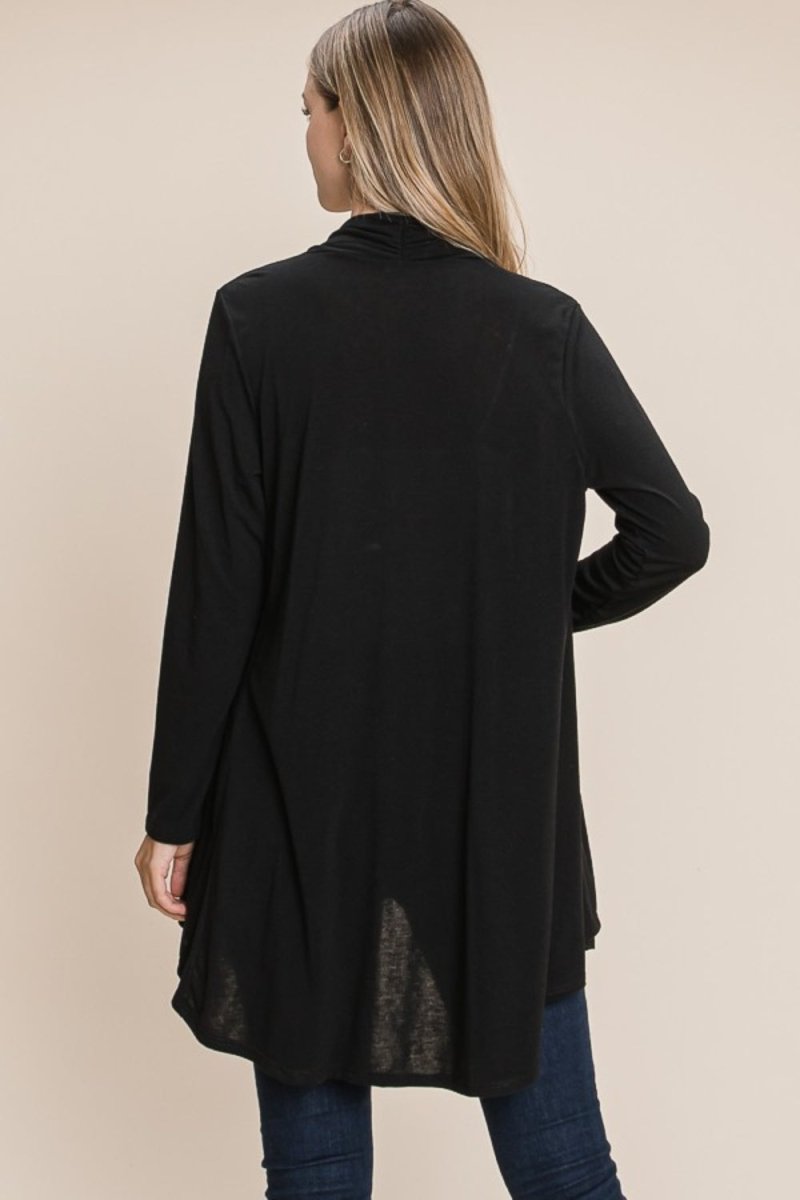 BOMBOM Open Front Long Sleeve Cardigan - Outerwear