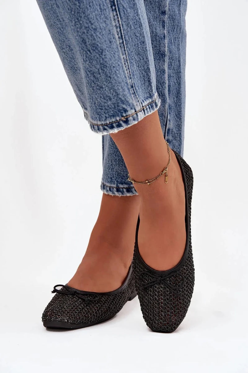 Braided Ballet Flats with Bow Detail - Ballet flats