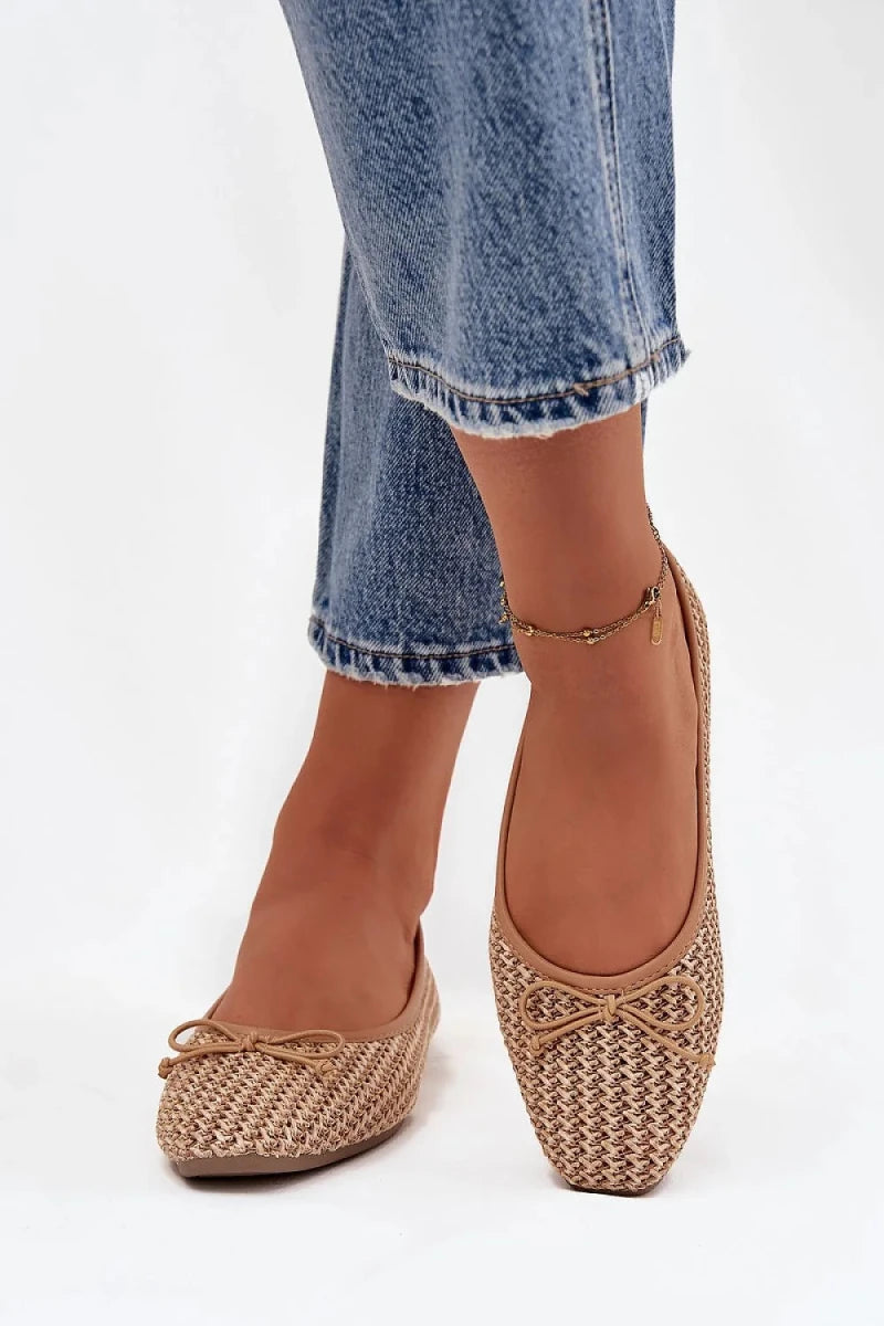 Braided Ballet Flats with Bow Detail - Ballet flats