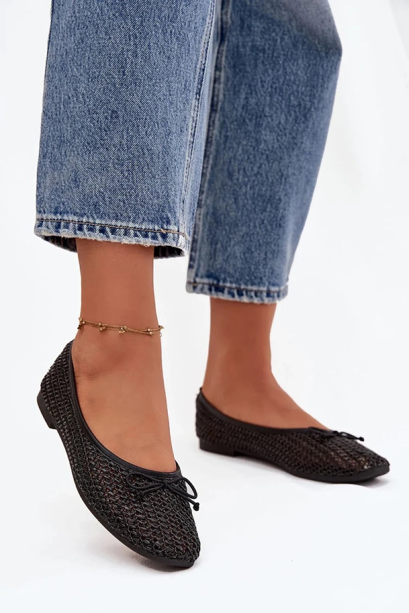 Braided Ballet Flats with Bow Detail - Ballet flats