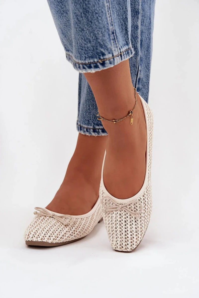 Braided Ballet Flats with Bow Detail - Ballet flats