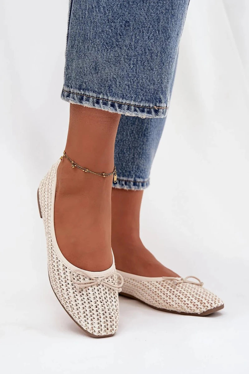 Braided Ballet Flats with Bow Detail - Ballet flats