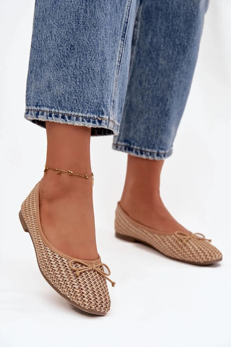 Braided Ballet Flats with Bow Detail - Ballet flats