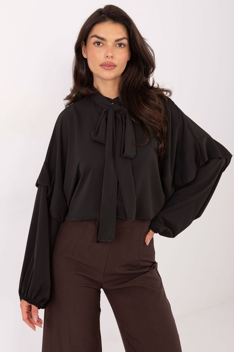 Brown Collarless Long Sleeve Shirt - 