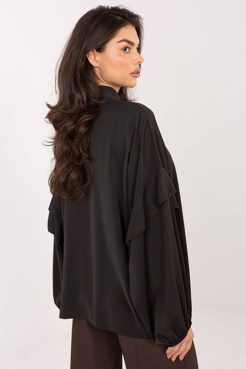 Brown Collarless Long Sleeve Shirt - 