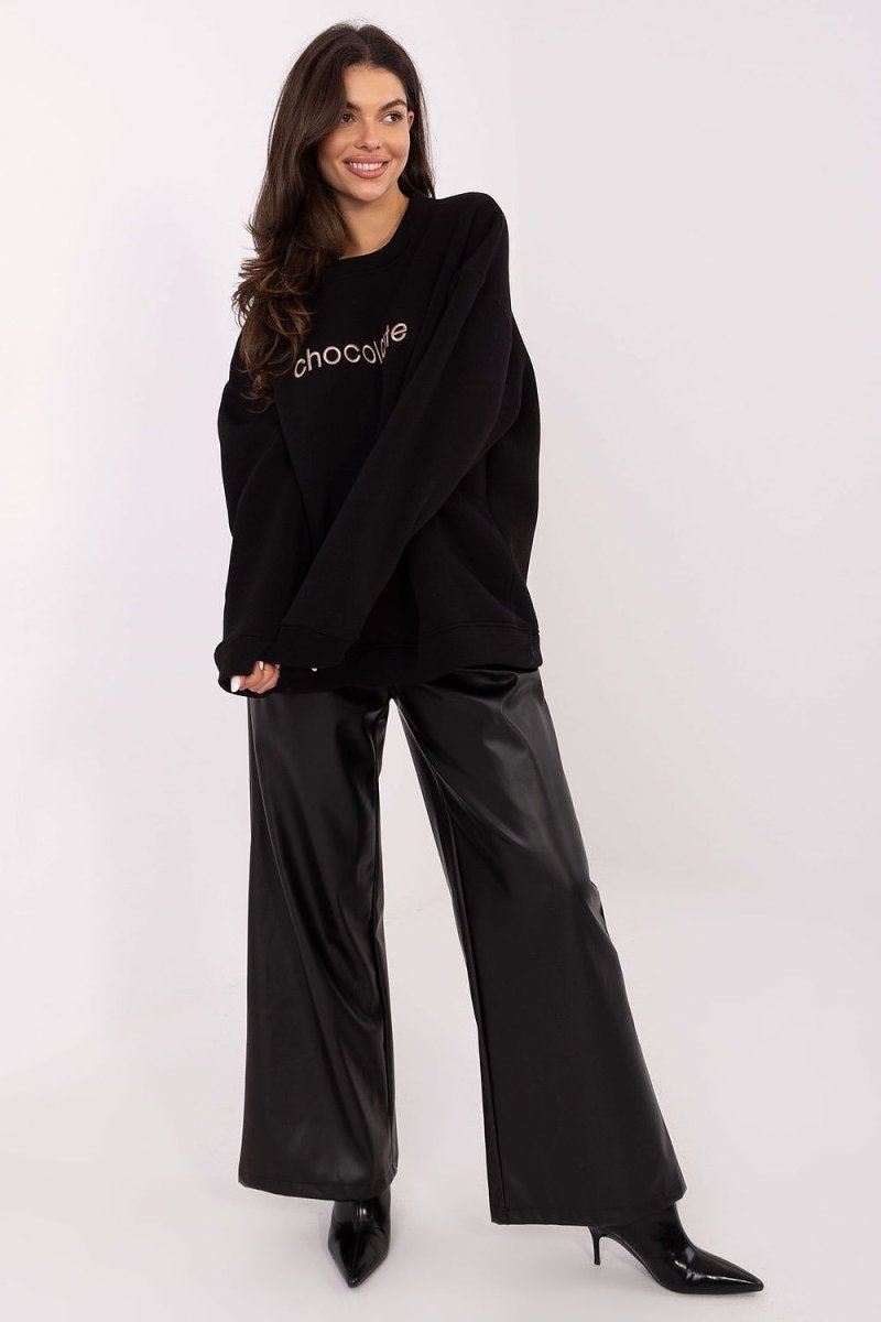 Brown Cotton Spandex Sweatshirt with Embroidery - 