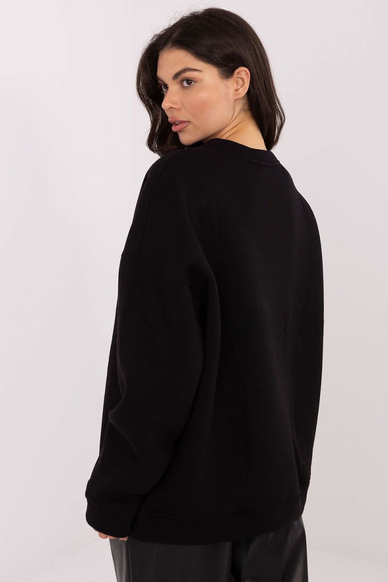 Brown Cotton Spandex Sweatshirt with Embroidery - 