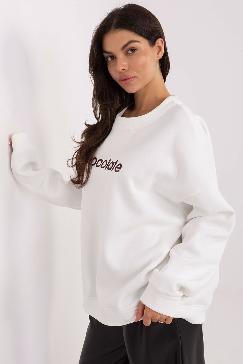 Brown Cotton Spandex Sweatshirt with Embroidery - 