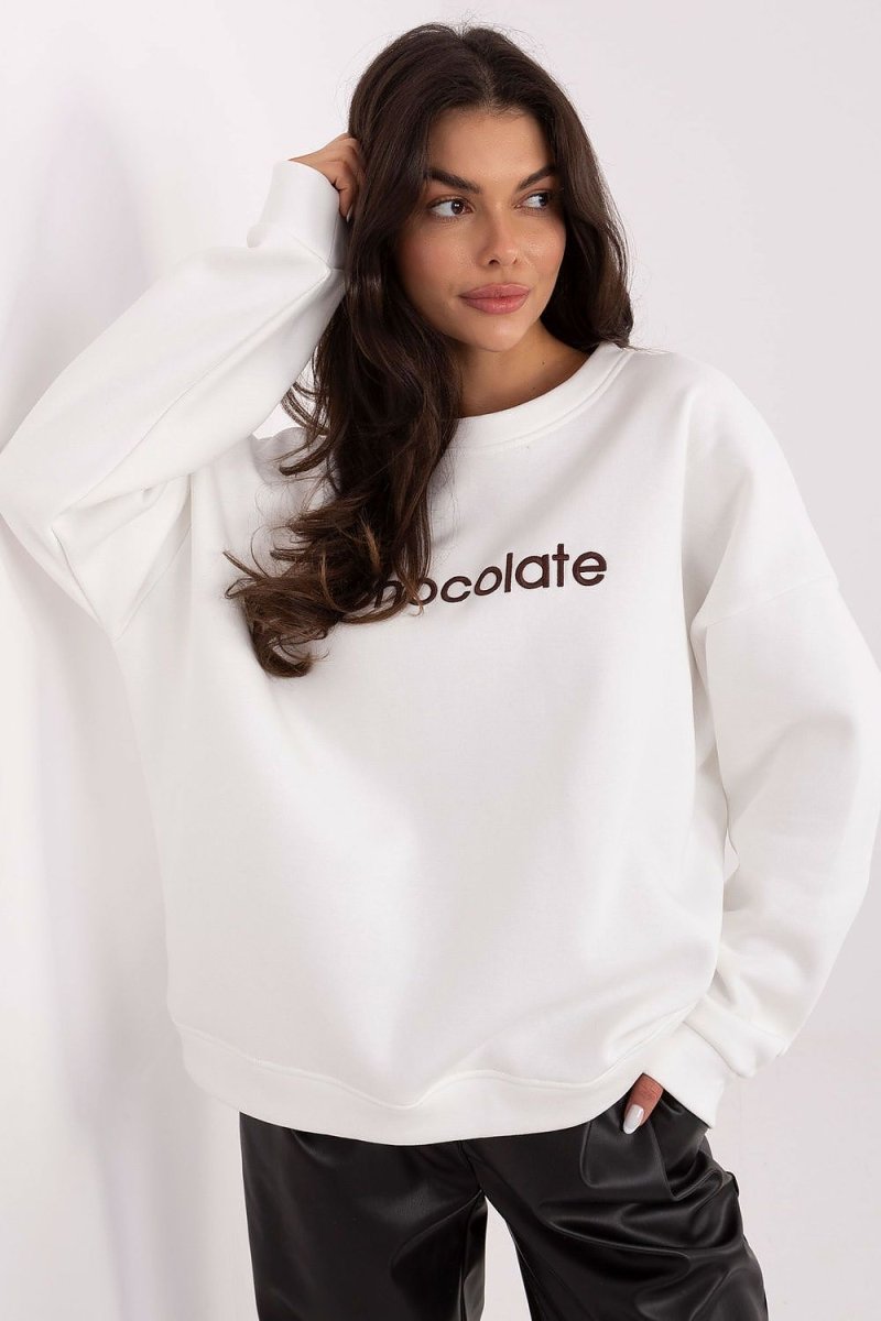 Brown Cotton Spandex Sweatshirt with Embroidery - 
