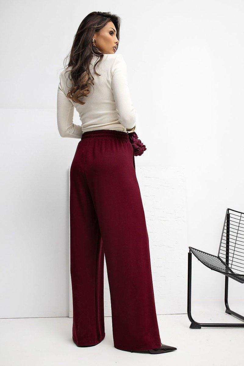 Brown Palazzo Sweatpants with Tie Waist - 