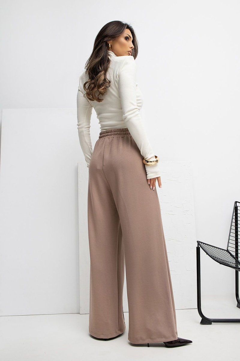 Brown Palazzo Sweatpants with Tie Waist - 
