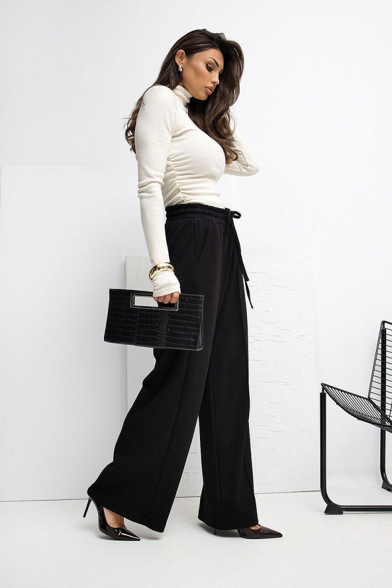 Brown Palazzo Sweatpants with Tie Waist - 