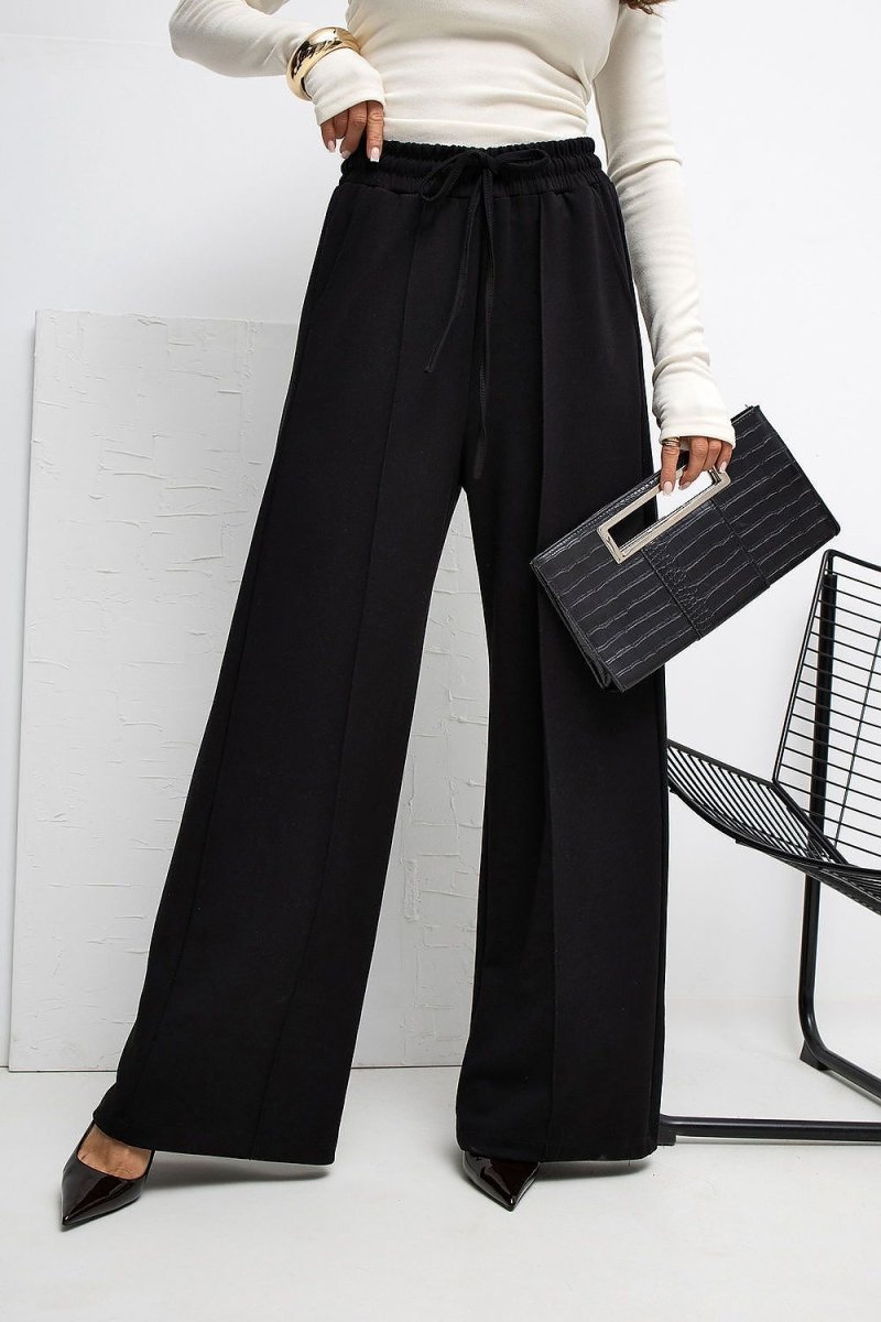 Brown Palazzo Sweatpants with Tie Waist - 